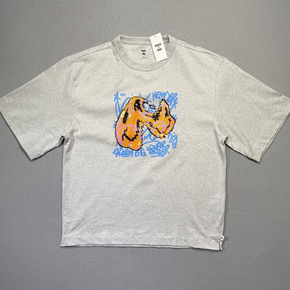 Mode of One Men's Short-Sleeve Smile T-Shirt Heather Grey Medium $40